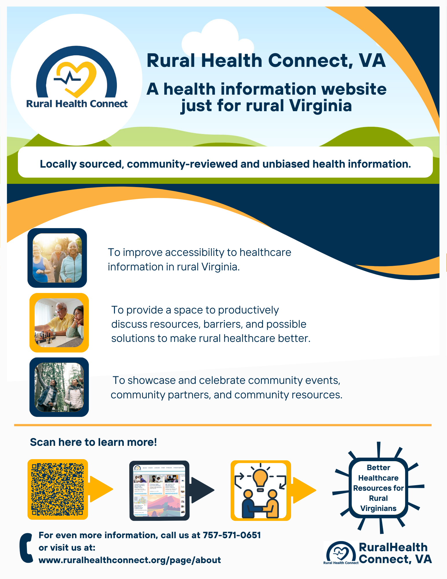 Rural Health Connect community outreach flyer — health education job aid