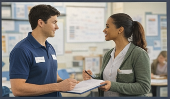 Team member with supervisor reviewing documentation