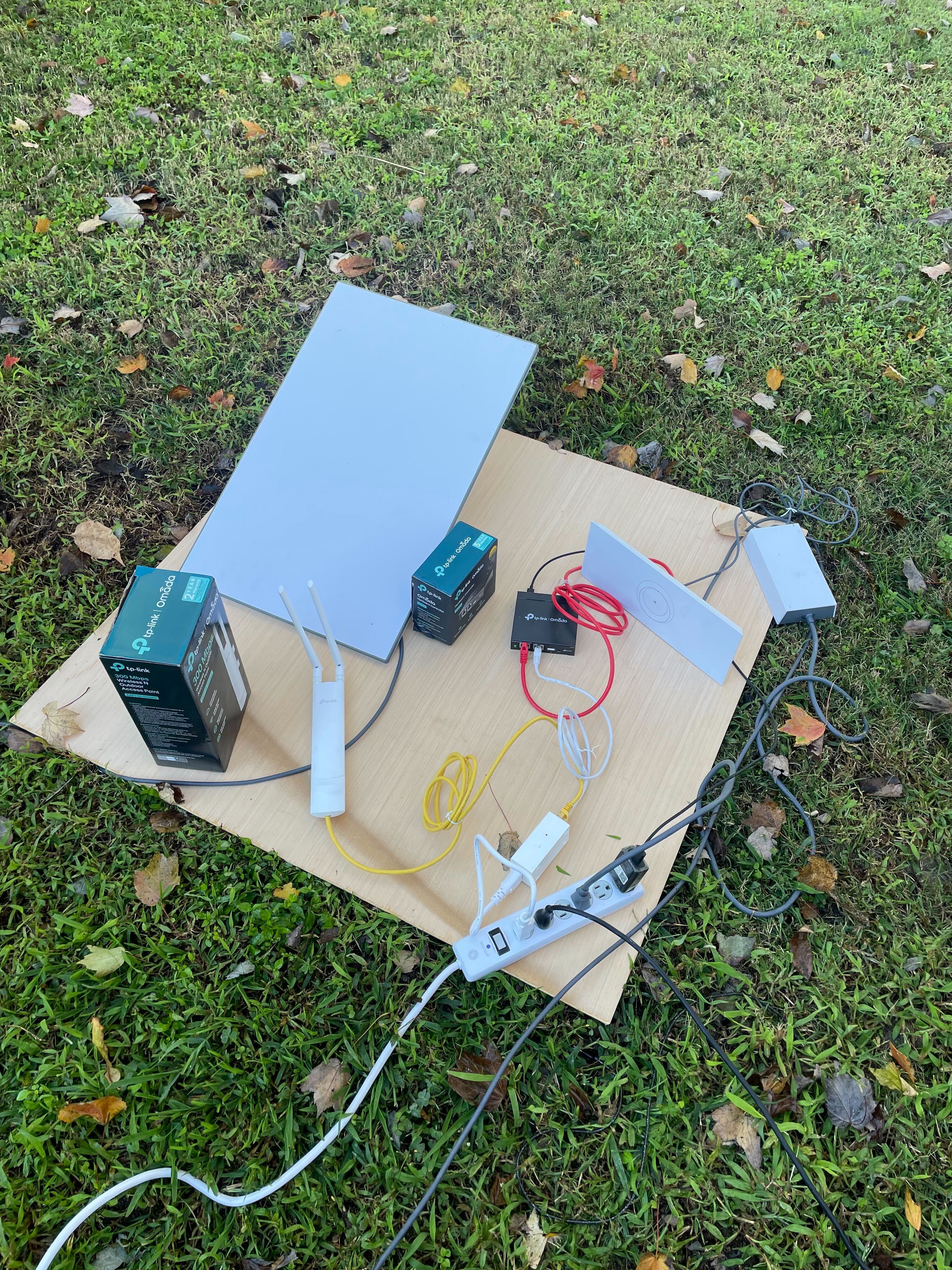 Starlink dish hardware setup at a rural Virginia deployment site